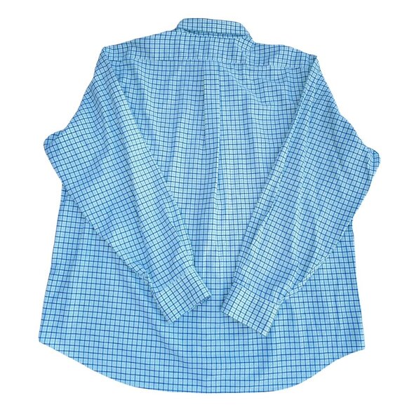 Chaps Ralph Lauren Wrinkle Free Dress Shirt Mens Sz XXL Blue Green Plaid Easter - Picture 3 of 3